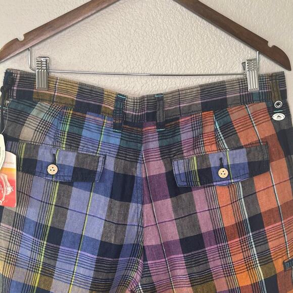 Tommy Bahama NWT mens weave master relax linen plaid multicolor short size 32 - Picture 2 of 9